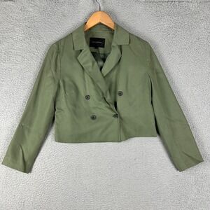 Banana Republic Crop Blazer Size 4 Flight Jacket Green Double-Breasted $109
